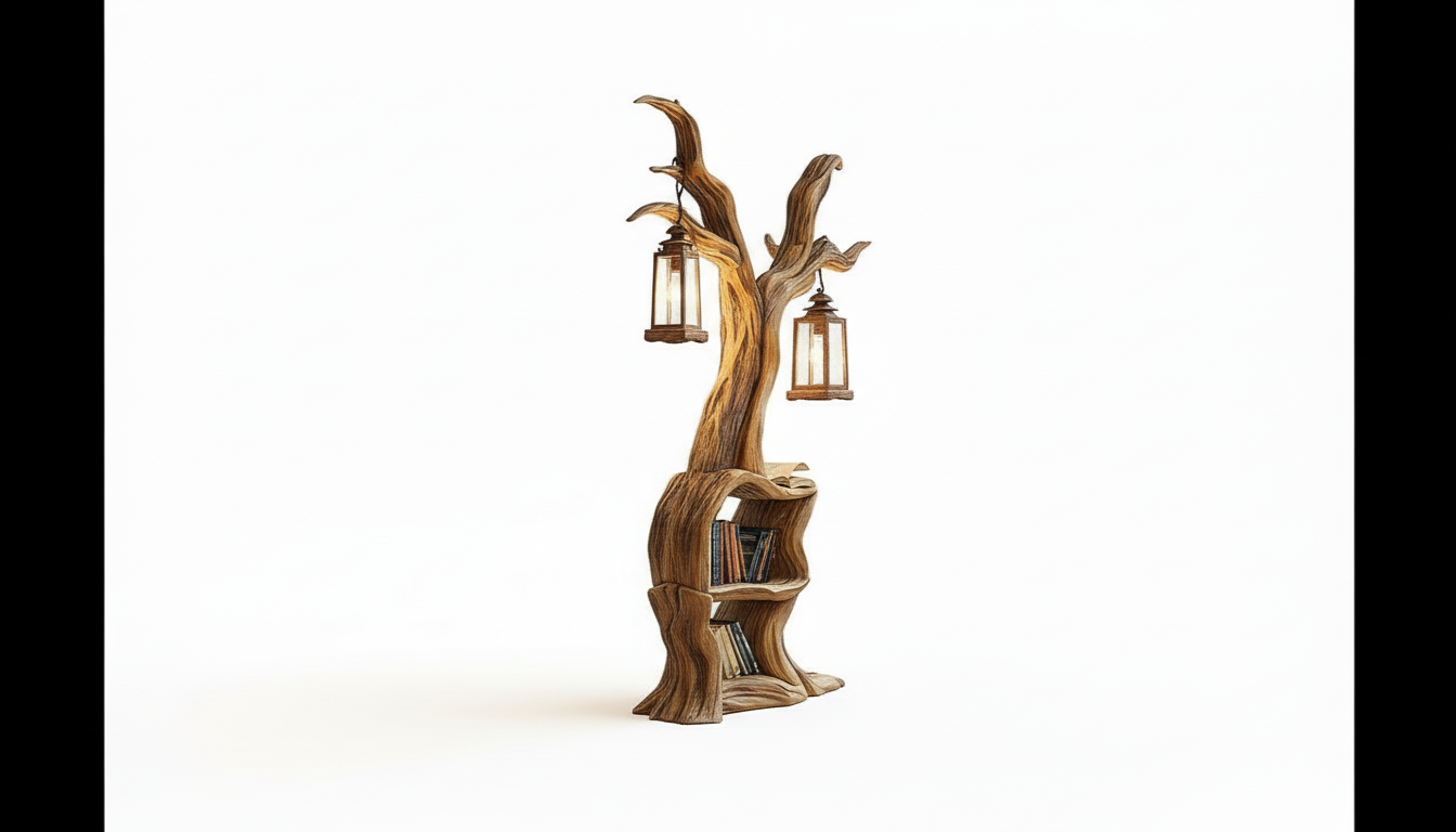 Illuminated Tree Bookshelf – A Living Sculpture of Light & Knowledge