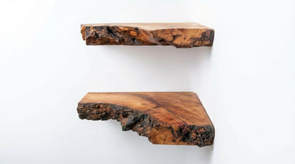 Driftmark Live-Edge Corner Floating Shelf — Nature, Turned Gently