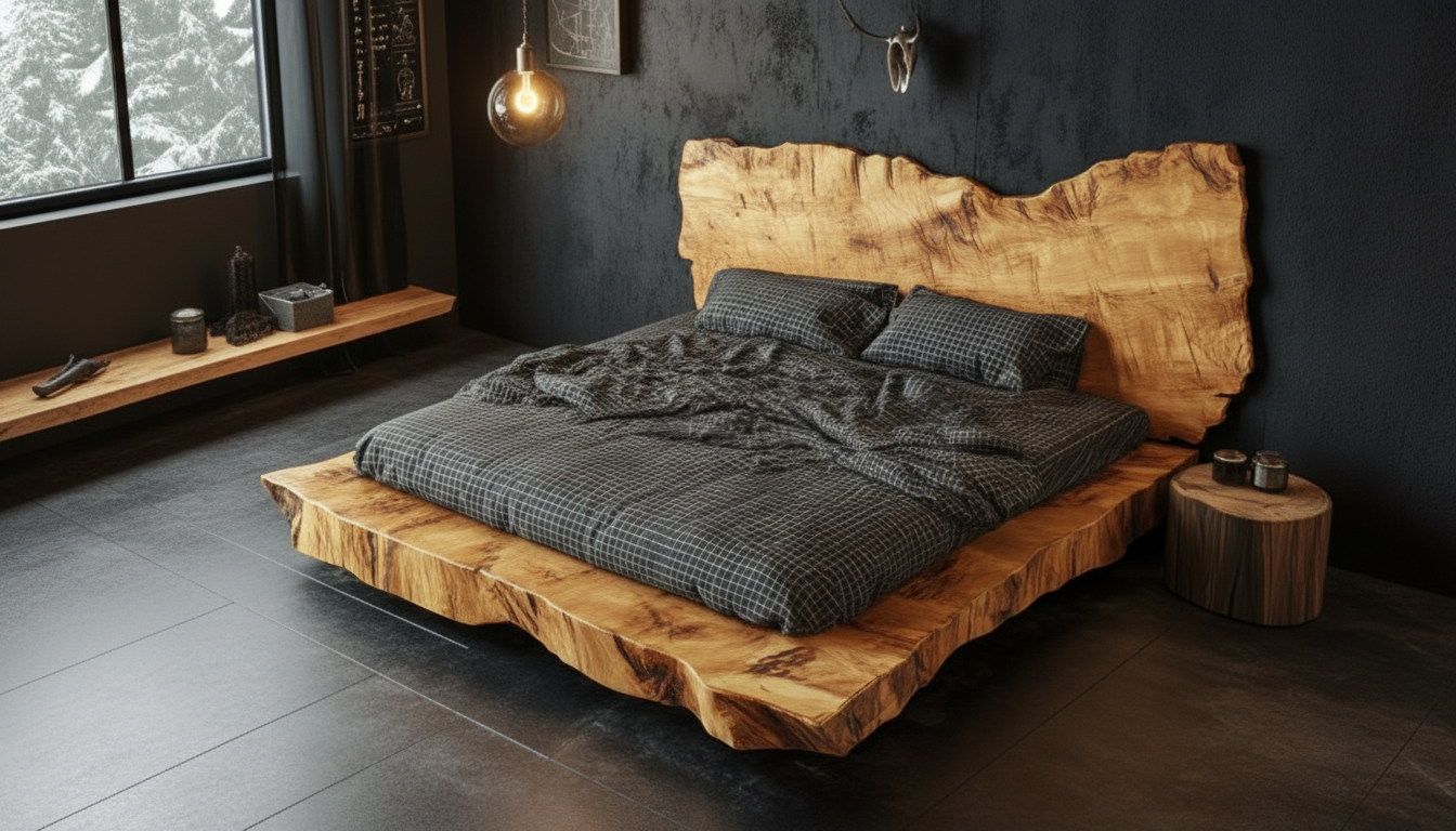 Monolith Live-Edge Bed – Raw Nature, Refined
