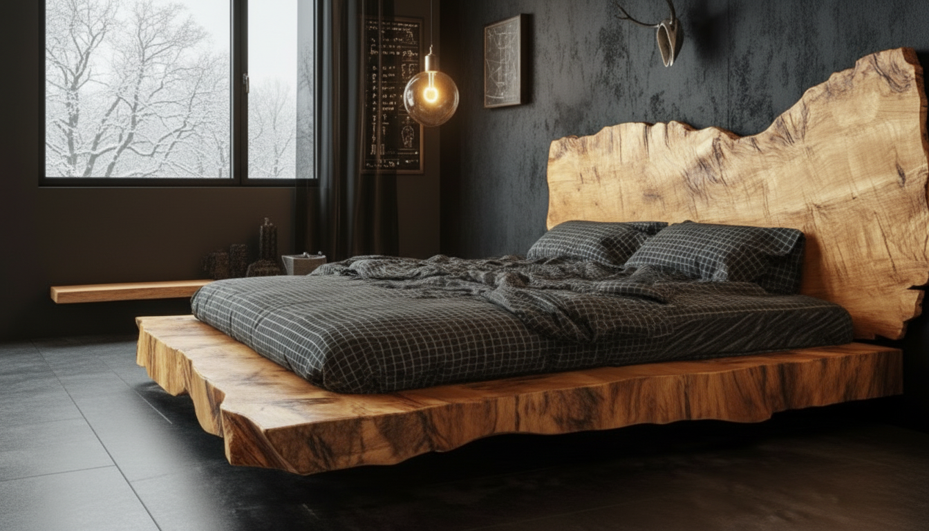 Monolith Live-Edge Bed – Raw Nature, Refined
