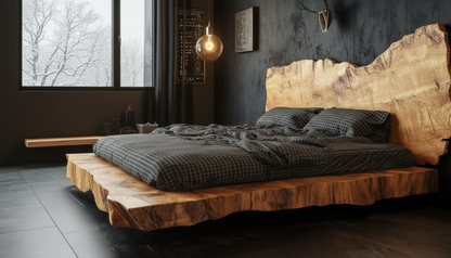 Monolith Live-Edge Bed – Raw Nature, Refined