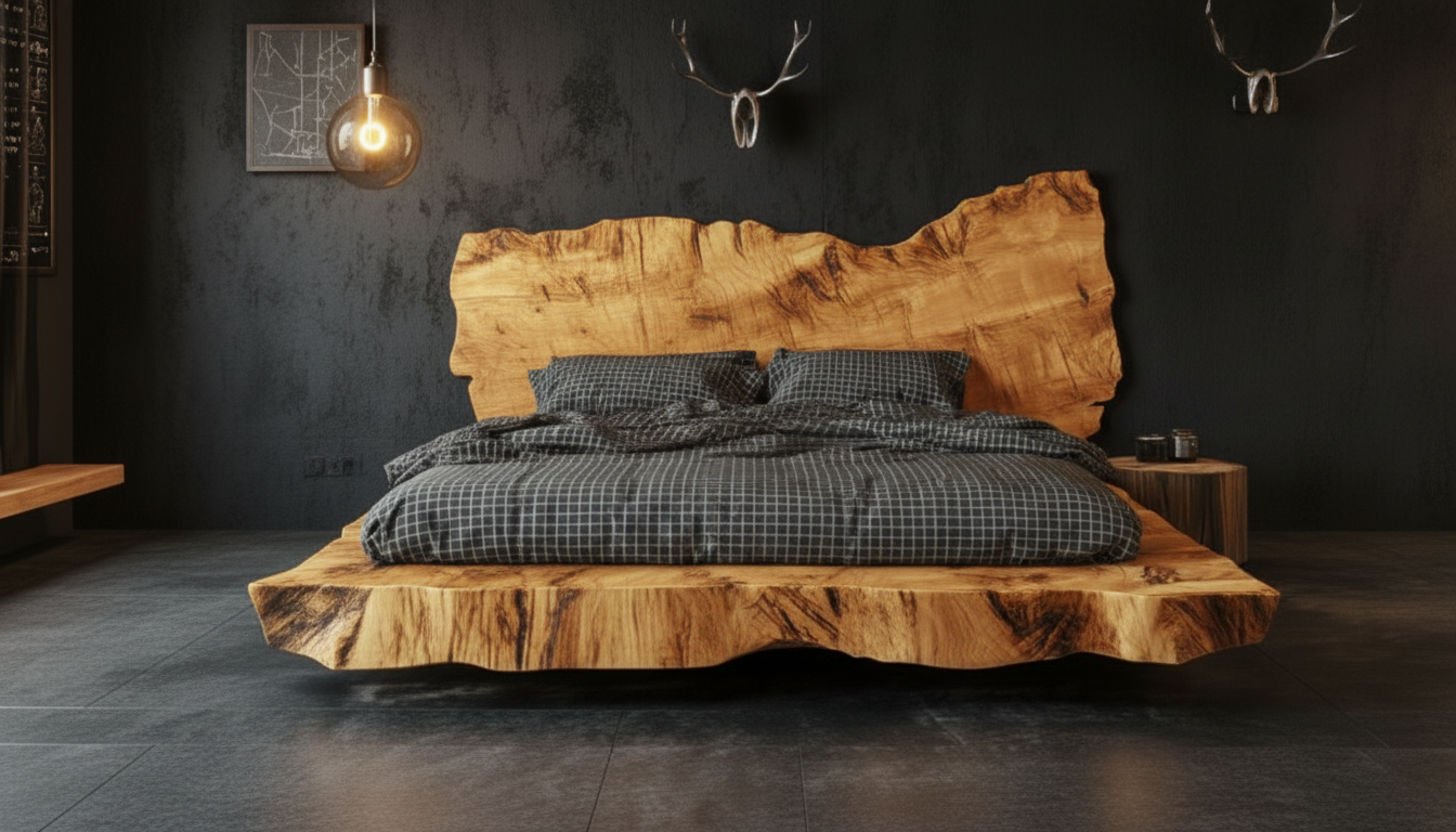 Monolith Live-Edge Bed – Raw Nature, Refined