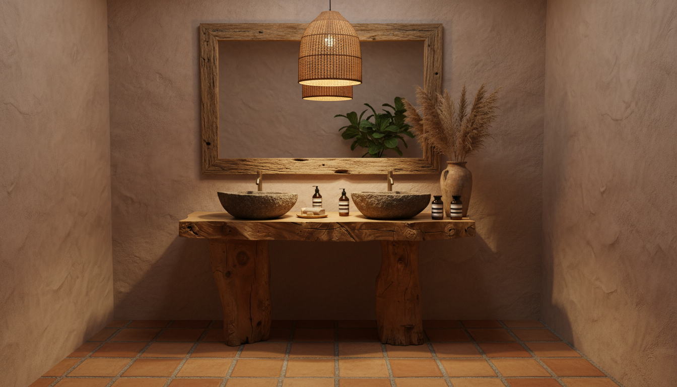 Stoneveil Solid Wood Double Vanity — A Ritual of Earth and Water