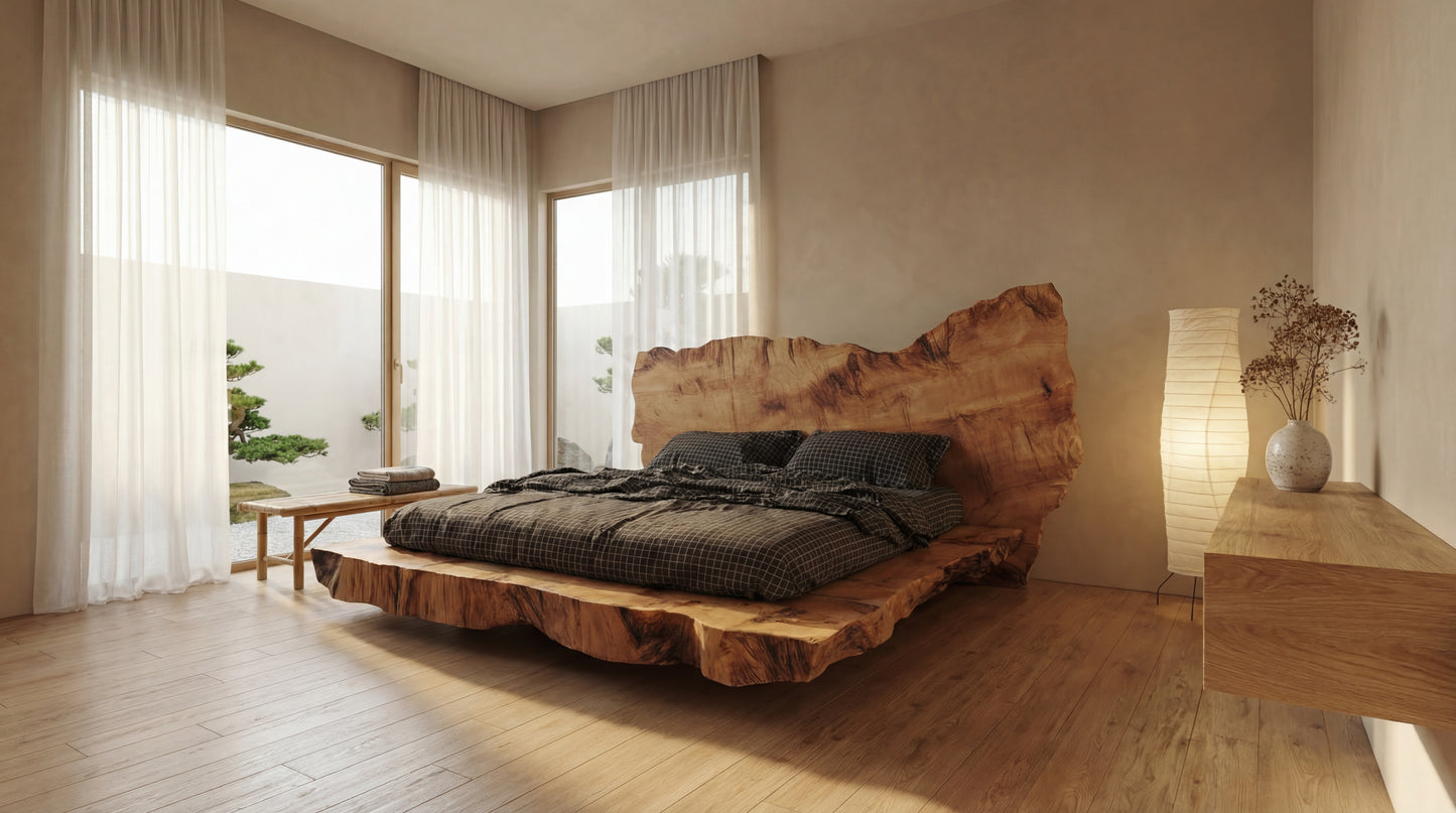 Monolith Live-Edge Bed – Raw Nature, Refined
