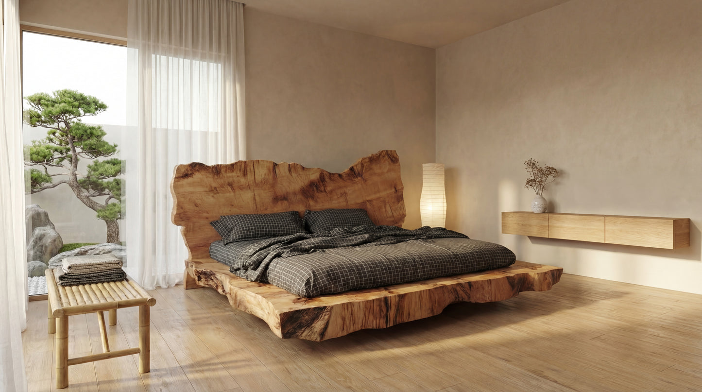 Monolith Live-Edge Bed – Raw Nature, Refined