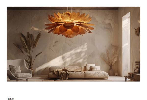 Lotus Blossom Wooden Chandelier - Handcrafted Ceiling Light Fixture