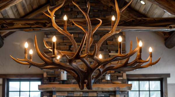 Rustic Antler Wooden Chandelier - Handcrafted Natural Antler-Inspired Ceiling Light