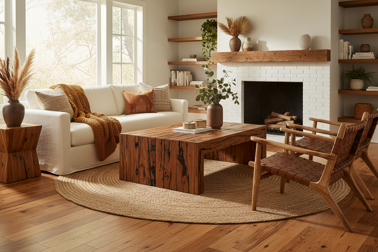 Rustic wooden furniture interior