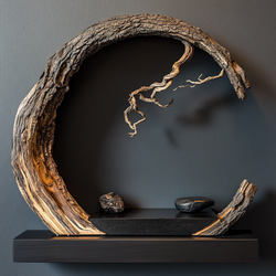 Zen Arc Tree Shadowbox Wall Art - Handcrafted Wooden Minimalist Display Frame