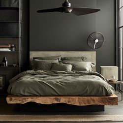 Industrial Rustic Live-Edge Bed Frame - Handcrafted Solid Wood Platform Bed