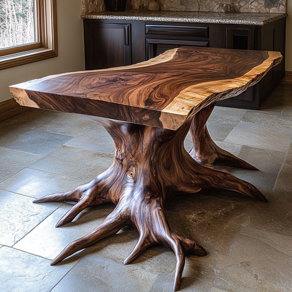 Ancient Roots Office Table - Handcrafted Hardwood Desk with Sculptural Root Base
