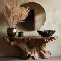 Sculptural Solid Wood Console Table | Organic Single-Trunk Statement Piece