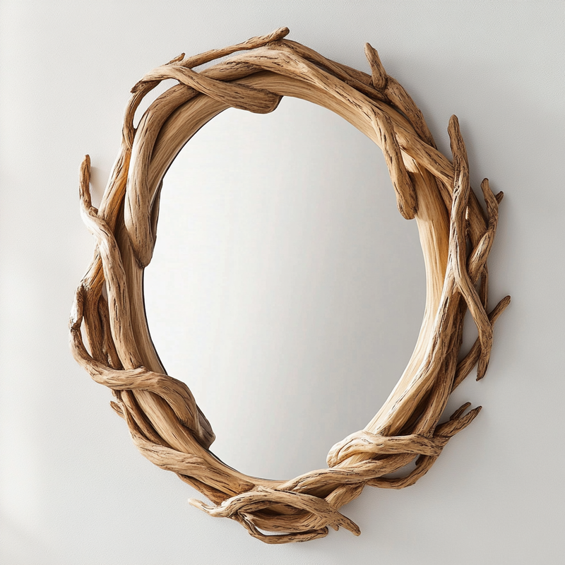 Willowbind Mirror — Oval Mirror with Twisted Driftwood-Inspired Frame