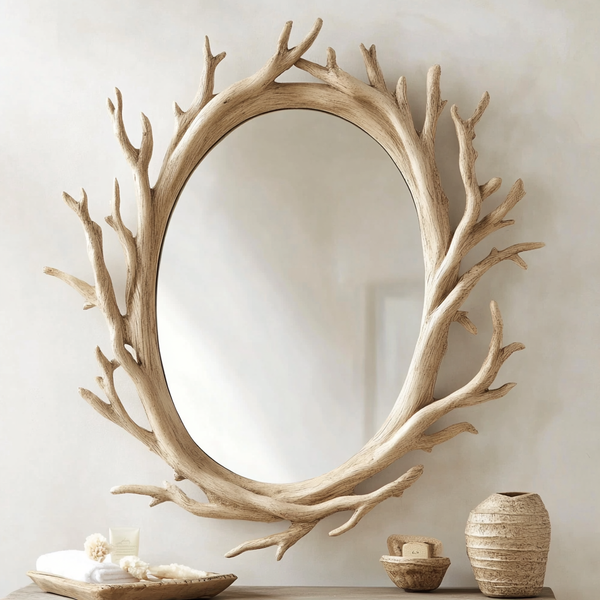 Branchline Mirror — Oval Wall Mirror Framed in Sculpted Tree-Limb Elegance
